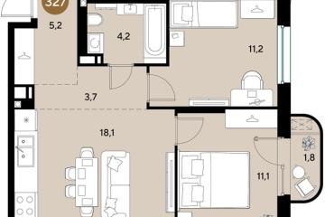 Фото №1: 2-комнатная квартира 55 м², 3/18 эт. - Краснодар, мкр. ЖК Грейд,