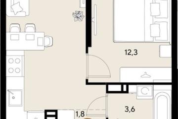 Фото №1: 1-комнатная квартира 34 м², 4/18 эт. - Краснодар, мкр. ЖК Грейд,