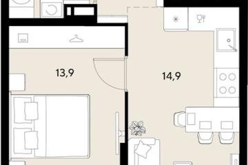 Фото №1: 1-комнатная квартира 35 м², 8/18 эт. - Краснодар, мкр. ЖК Грейд,