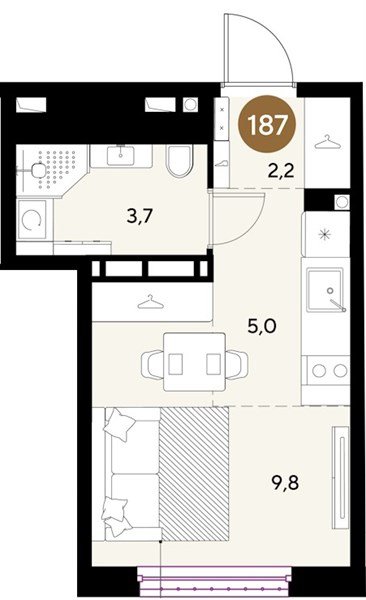 Фото №1: Студия 20&nbsp;м², 18/18&nbsp;эт. - Краснодар, Прикубанский внутригородской округ, мкр. ЖК Грейд