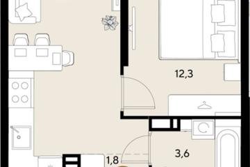 Фото №1: 1-комнатная квартира 34 м², 18/18 эт. - Краснодар, мкр. ЖК Грейд,