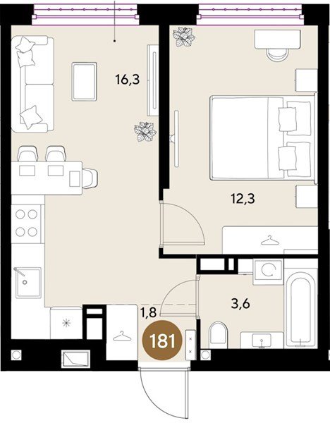 Фото №1: 1-комнатная квартира 34&nbsp;м², 18/18&nbsp;эт. - Краснодар, Прикубанский внутригородской округ, мкр. ЖК Грейд