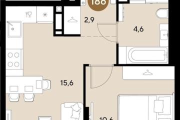 Фото №1: 1-комнатная квартира 33 м², 14/18 эт. - Краснодар, мкр. ЖК Грейд,