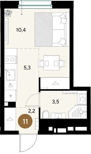 Фото №1: Студия 21&nbsp;м², 2/18&nbsp;эт. - Краснодар, Прикубанский внутригородской округ, мкр. ЖК Грейд