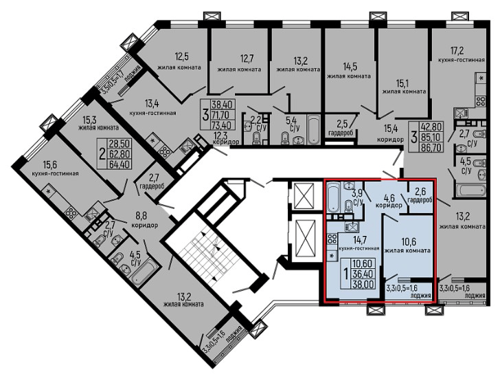Фото №8: 1-комнатная квартира 38&nbsp;м², 14/14&nbsp;эт. - Майкоп, мкр. ЖК Звезды