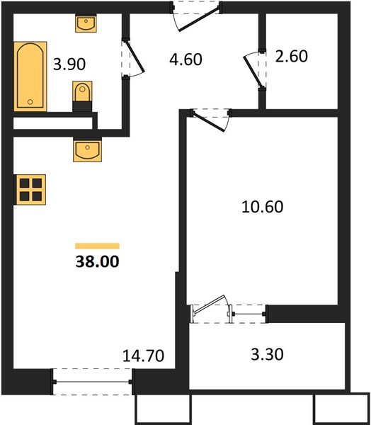 Фото №1: 1-комнатная квартира 38&nbsp;м², 14/14&nbsp;эт. - Майкоп, мкр. ЖК Звезды