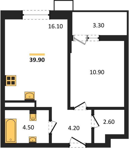 Фото №1: 1-комнатная квартира 39&nbsp;м², 12/14&nbsp;эт. - Майкоп, мкр. ЖК Звезды