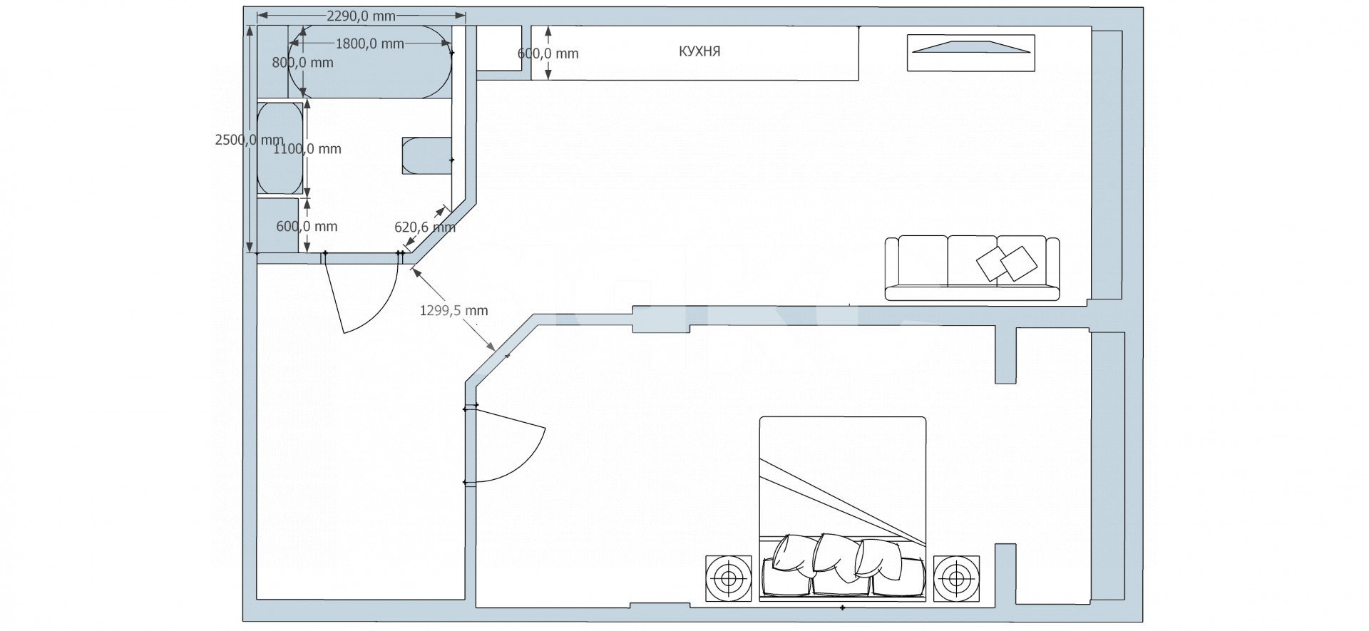 Фото №13: 1-комнатная квартира 59&nbsp;м², 1/7&nbsp;эт. - Геленджик, мкр. жилой комплекс Альбатрос, ул. Одесская, 3Ак7