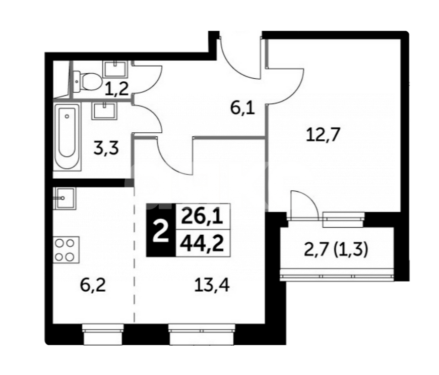 Фото №6: 2-комнатная квартира 42 м² - Нагорное, жилой комплекс Датский квартал, ул. Полковника Романова, 5