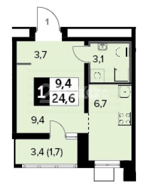 Фото №1: Студия 24 м² - Люберцы, жилой комплекс 1-й Лермонтовский, к5.1