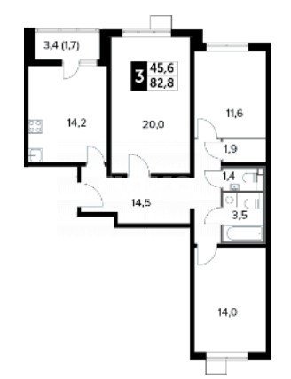 Фото №9: 3-комнатная квартира 82 м² - Люберцы, жилой комплекс 1-й Лермонтовский, к3.1