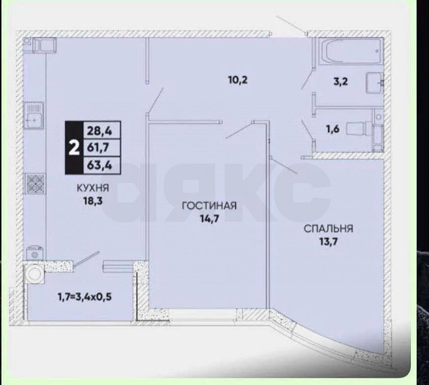 Фото №3: 2-комнатная квартира 65 м² - Ростов-на-Дону, жилой комплекс Вересаево, ул. Берберовская, 28с2