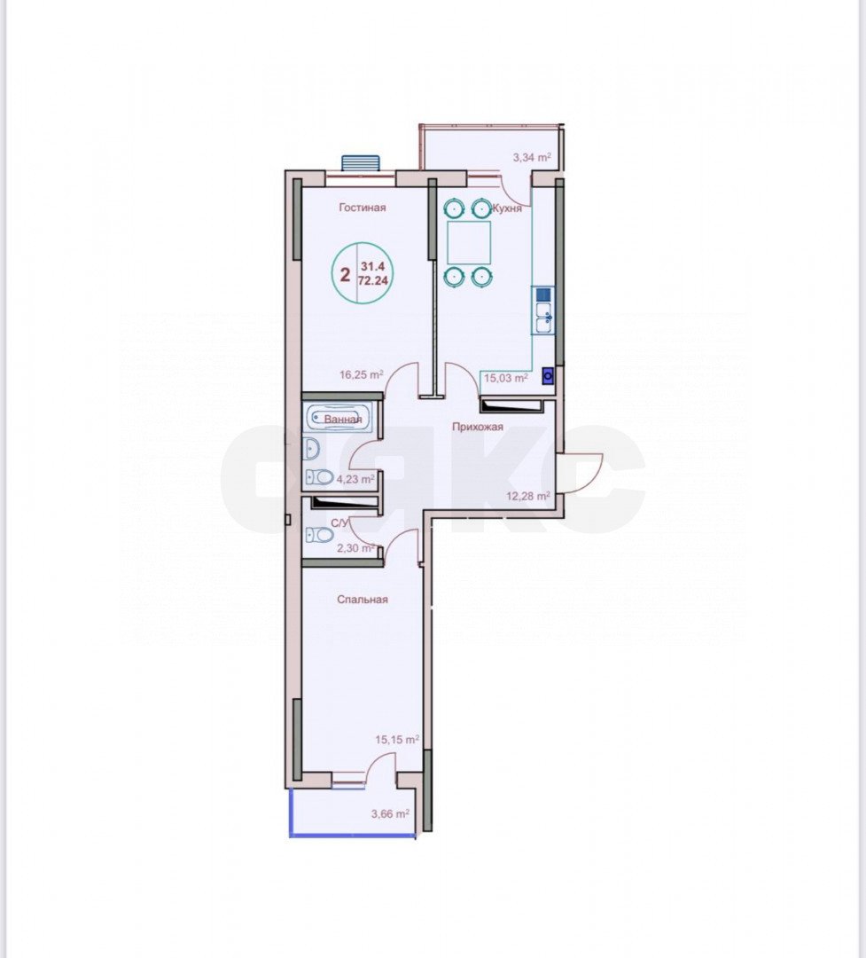 Фото №3: 2-комнатная квартира 72 м² - Горячий Ключ, коттеджный посёлок Царское, ул. Владимирская, 20