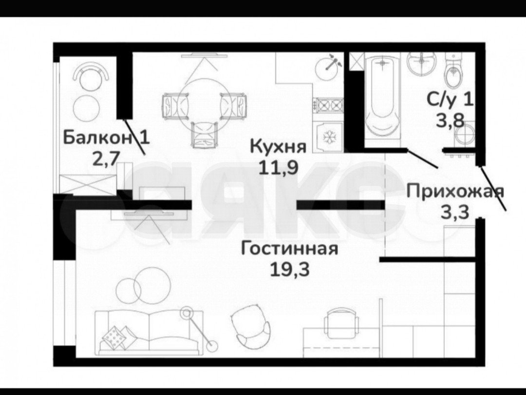 Фото №10: 1-комнатная квартира 41 м² - Горячий Ключ, ЖК Горячий, ул. Ярославского, 111