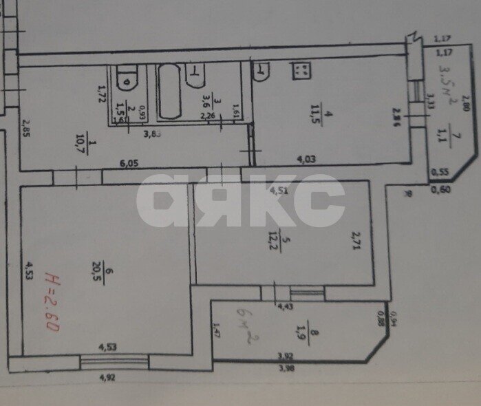 Фото №14: 2-комнатная квартира 60&nbsp;м², 6/6&nbsp;эт. - Горячий Ключ, мкр. Администрация, ул. Ленина, 208/17