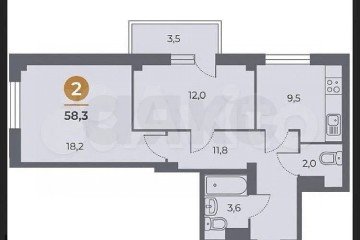 Фото №1: 2-комнатная квартира 57 м² - Ростов-на-Дону, мкр. жилой комплекс Сокол Град, пр-кт 40-летия Победы, 63/17с6