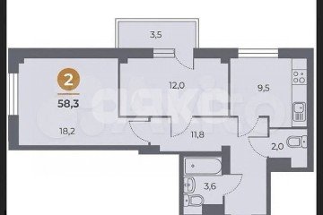 Фото №1: 2-комнатная квартира 57 м² - Ростов-на-Дону, мкр. жилой комплекс Сокол Град, пр-кт 40-летия Победы, 63/17с6