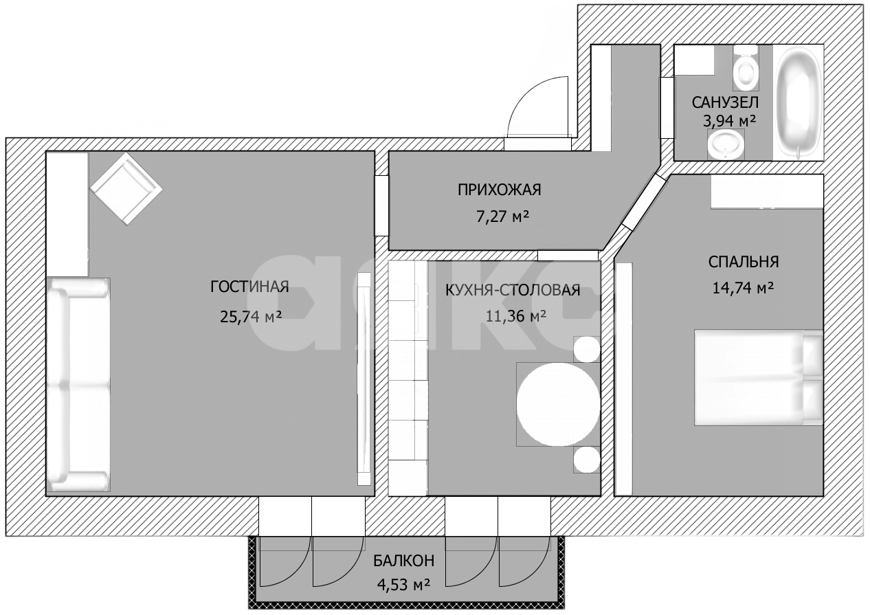 Фото №8: 2-комнатная квартира 62 м² - Анапа, ул. Маяковского, 167