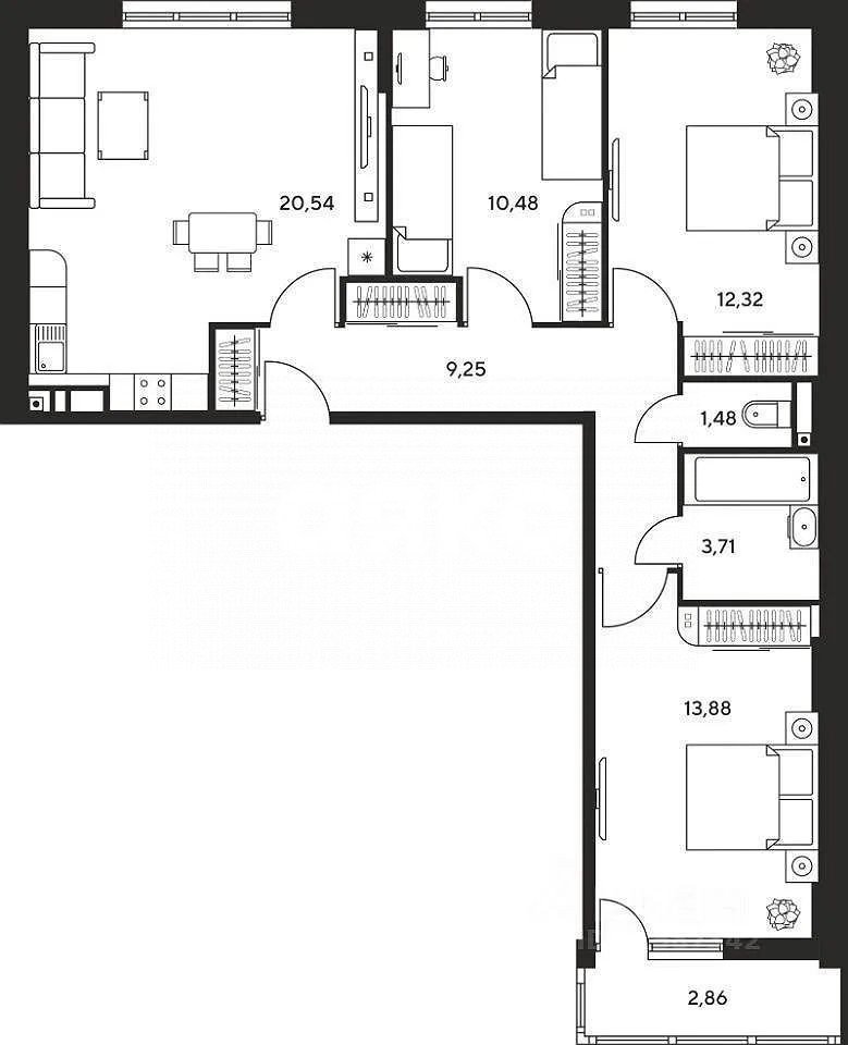 Фото №10: 4-комнатная квартира 74 м² - Ростов-на-Дону, жилой комплекс Гринсайд, ул. Нансена, 109/6