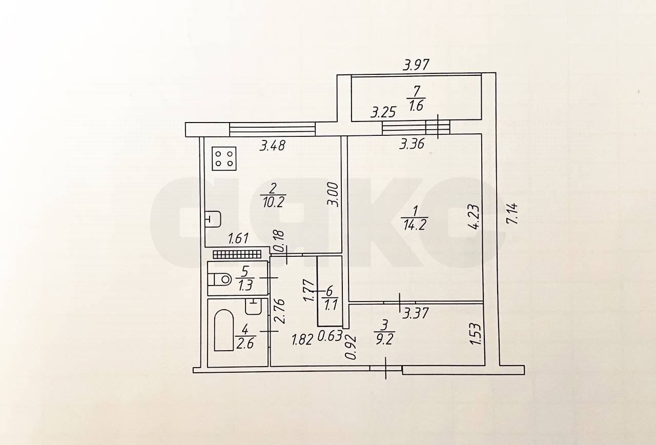 Фото №14: 1-комнатная квартира 38 м² - Нижнекамск, 27-й, ул. Чулман, 6