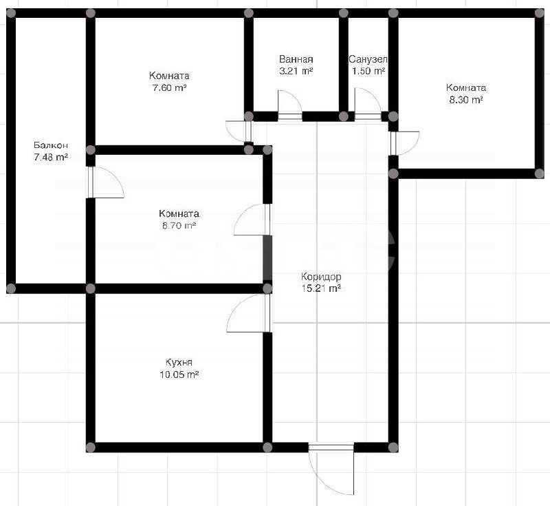 Фото №14: 3-комнатная квартира 60 м² - Майкоп, квартал Черёмушки, ул. Пионерская, 383к2