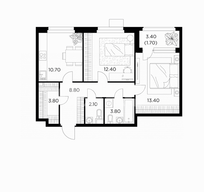 Фото №1: 2-комнатная квартира 56 м² - Мытищи, жилой комплекс Новое Медведково, к39