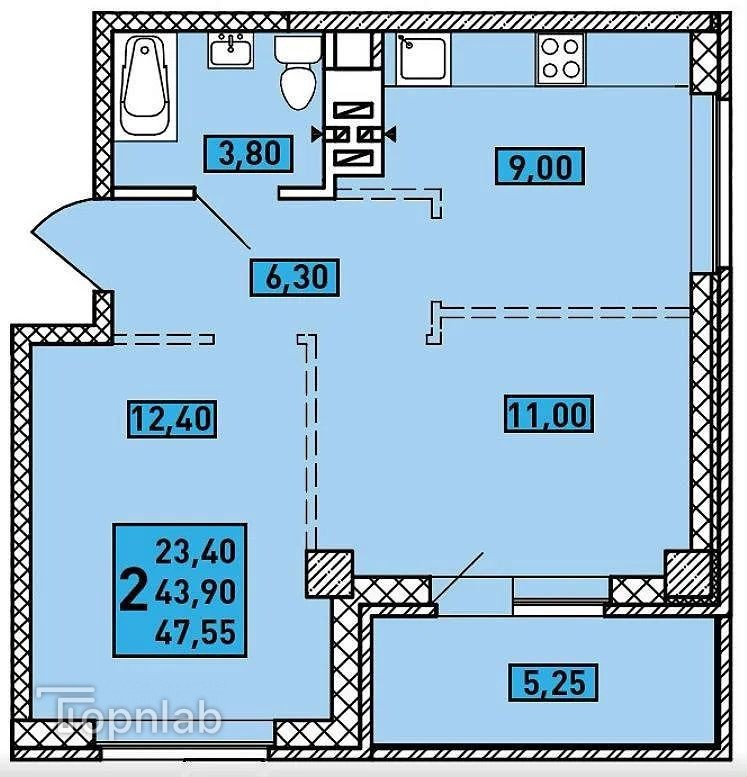 Фото №4: 2-комнатная квартира 47 м² - Ростов-на-Дону, Западный, пер. Зеркальный, 7