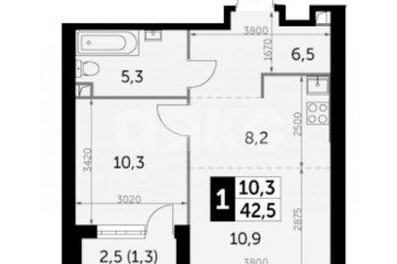 Фото №1: 1-комнатная квартира 42 м² - Москва, мкр. жилой комплекс Архитектор, ул. Академика Волгина, 2с1