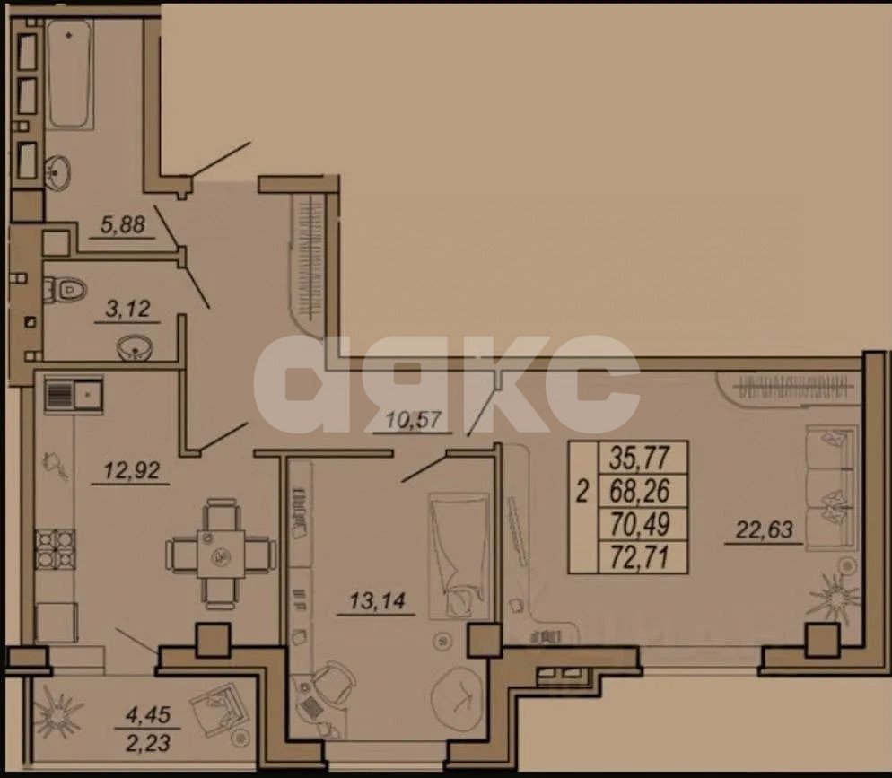 Фото №15: 2-комнатная квартира 75 м² - Ростов-на-Дону, Октябрьский, ул. Нансена, 119Б