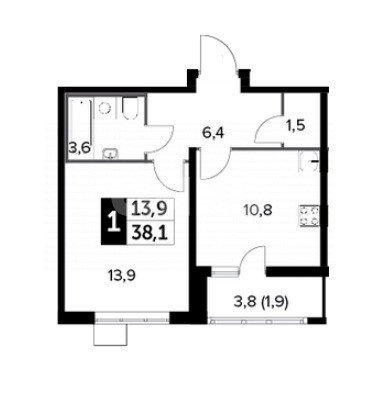 Фото №17: 1-комнатная квартира 38 м² - Люберцы, жилой комплекс 1-й Лермонтовский, ул. Рождественская, 10