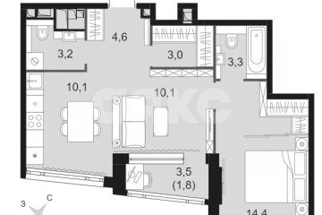 Фото №1: 2-комнатная квартира 50 м² - Москва, мкр. жилой комплекс Роттердам, ул. Варшавское шоссе, 37Ак2