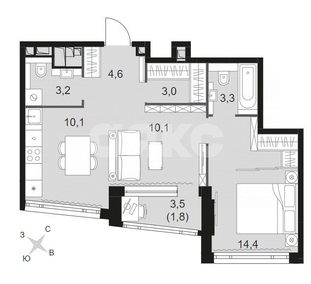 Фото №1: 2-комнатная квартира 50 м² - Москва, жилой комплекс Роттердам, ул. Варшавское шоссе, 37Ак2