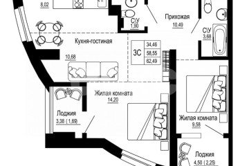 Фото №1: 3-комнатная квартира 62 м² - Ростов-на-Дону, мкр. жилой комплекс Донская Слобода, ул. Привокзальная, 3/1