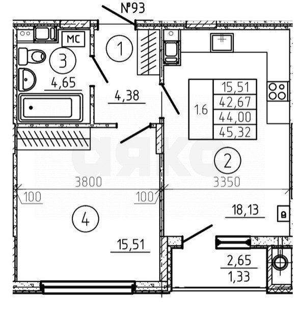 Фото №6: 1-комнатная квартира 45 м² - Мариуполь, Центральный, пр-кт Металлургов, 54