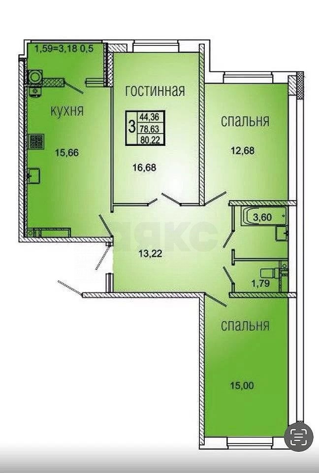 Фото №2: 3-комнатная квартира 80 м² - Ростов-на-Дону, жилой комплекс Вересаево, ул. Берберовская, 8с2