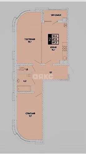 Фото №3: 2-комнатная квартира 69 м² - Ростов-на-Дону, жилой комплекс Левобережье, ул. Бориса Слюсаря, 23