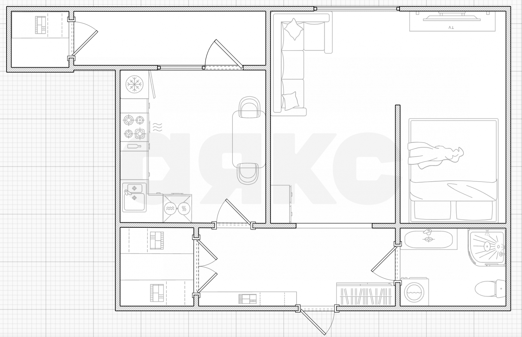 Фото №32: 1-комнатная квартира 48 м² - Тула, Привокзальный территориальный округ, ул. Ползунова, 15к2