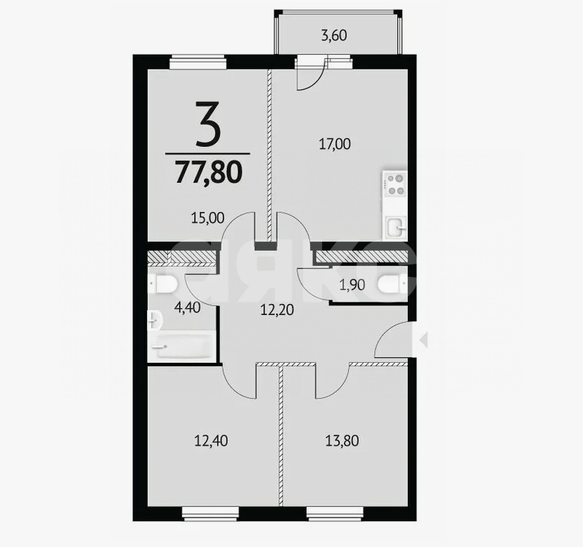 Фото №12: 3-комнатная квартира 80 м² - Ростов-на-Дону, жилой комплекс Пятый Элемент, ул. Ерёменко, 112