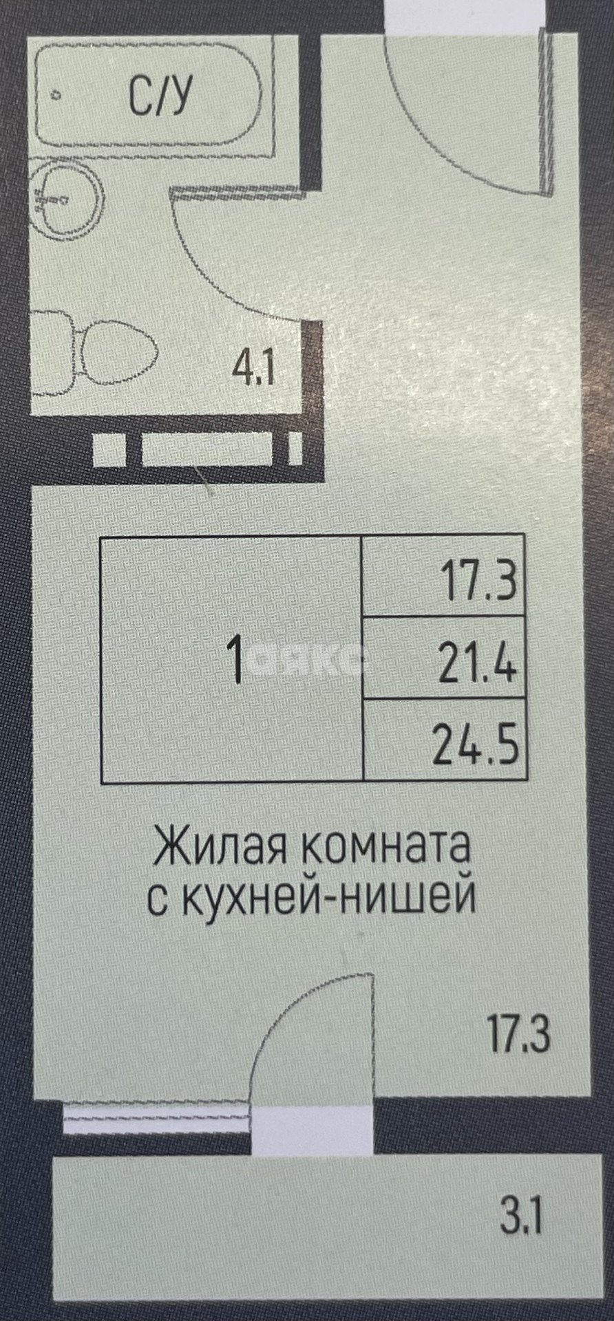 Фото №7: Студия 24 м² - Ростов-на-Дону, жилой комплекс Грей, пр-кт Маршала Жукова, 18