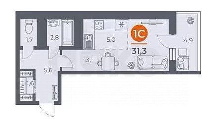 Фото №23: Студия 31 м² - Ростов-на-Дону, жилой комплекс Сокол на Оганова, ул. Оганова, 20с2