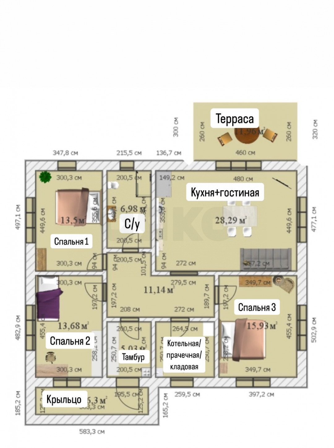 Фото №14: Дом 120 м² + 10 сот. - Сокуры, коттеджный  Новые Сокуры- 3, ул. Айвазовского