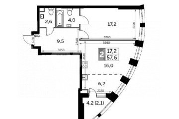 Фото №4: 2-комнатная квартира 57 м² - Москва, мкр. жилой комплекс Сидней Сити, к2/2