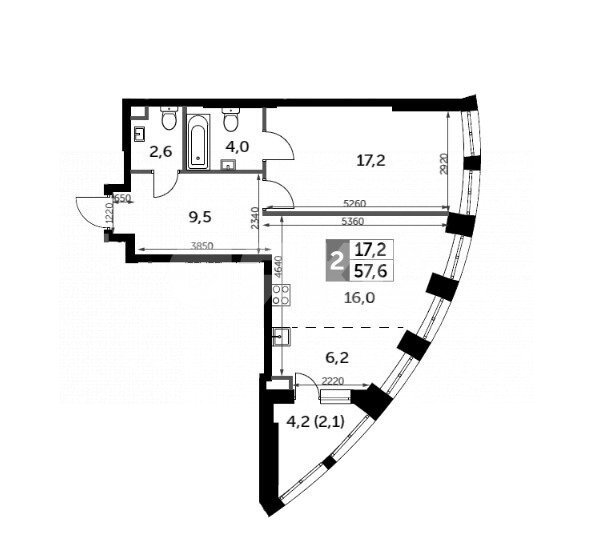 Фото №4: 2-комнатная квартира 57 м² - Москва, жилой комплекс Сидней Сити, к2/2