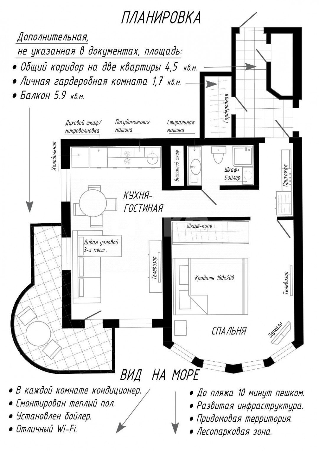 Фото №39: 2-комнатная квартира 61 м² - Сочи, жилой комплекс Ямайка, ул. Ландышевая, 12/7