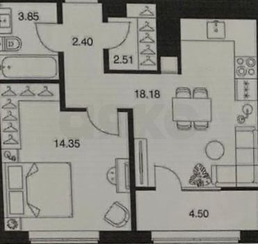 Фото №4: 1-комнатная квартира 45 м² - Тула, Центральный территориальный округ, ул. Рязанская, 10