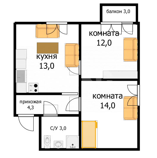 Фото №15: 2-комнатная квартира 46 м² - Супсех, ул. Солнечная, 23