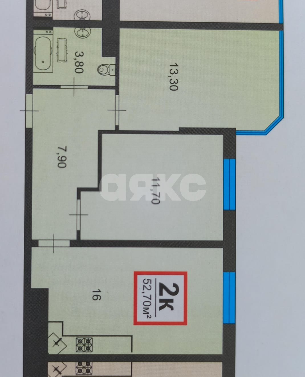 Фото №15: 2-комнатная квартира 52 м² - Анапа, жилой комплекс Чёрное море, ул. Анапское шоссе, 32к6