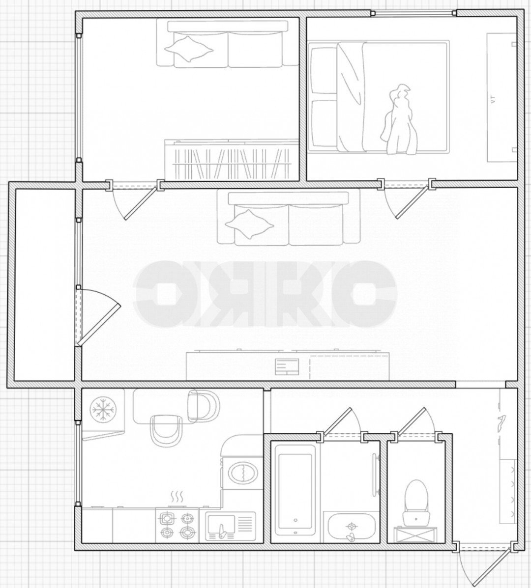 Фото №22: 3-комнатная квартира 46 м² - Тула, Пролетарский территориальный округ, ул. Калинина, 81