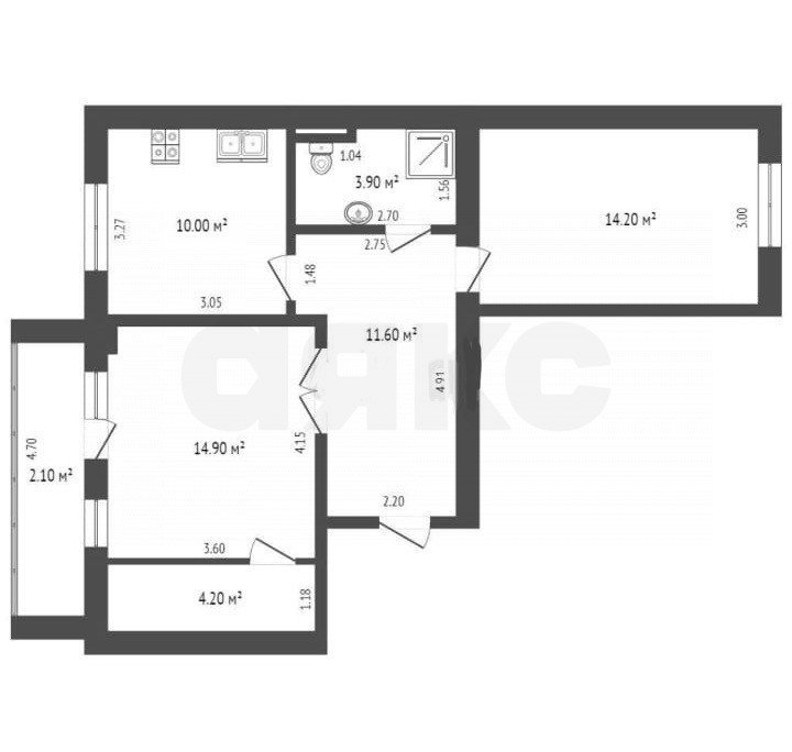 Фото №14: 2-комнатная квартира 58 м² - Чита, Ингодинский, ул. Белорусская, 42