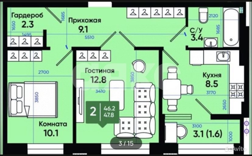 Фото №11: 2-комнатная квартира 49 м² - Батайск, жилой комплекс Солнечный Город, ул. Олимпийское Кольцо, 36к9